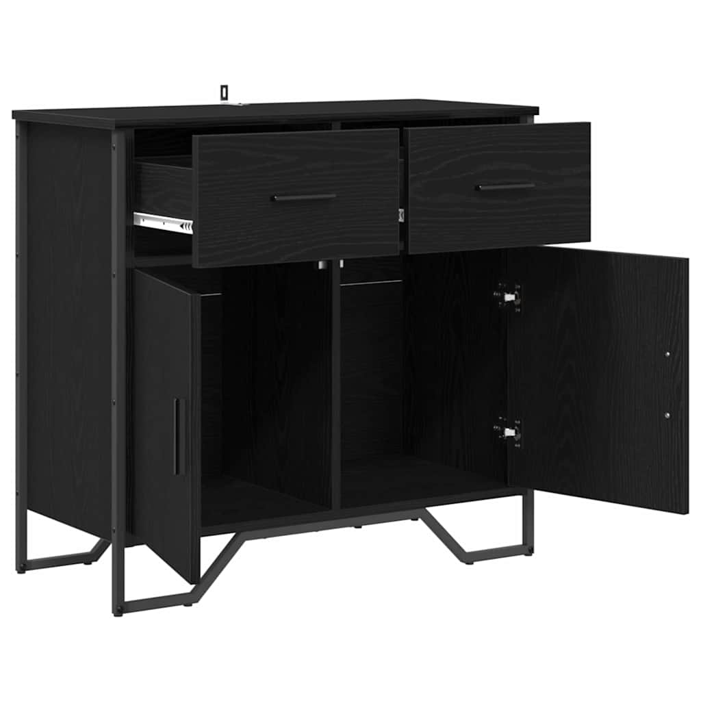Sideboard Schwarz Eichen-Optik 79,5 x 35,5 x 74,5 cm