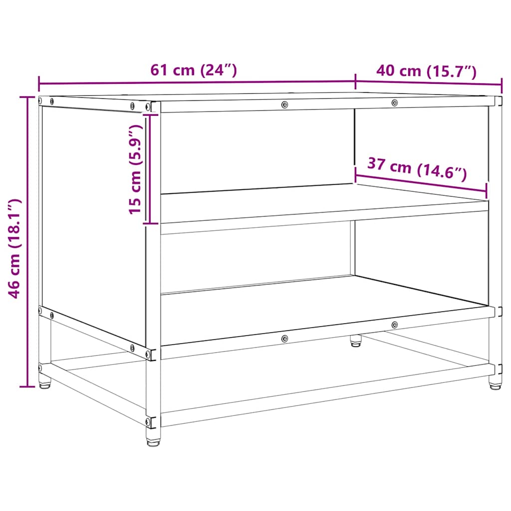 TV-Schränk Schwarz Eichen-Optik 61 x 40 x 46 cm Holzwerkstoff