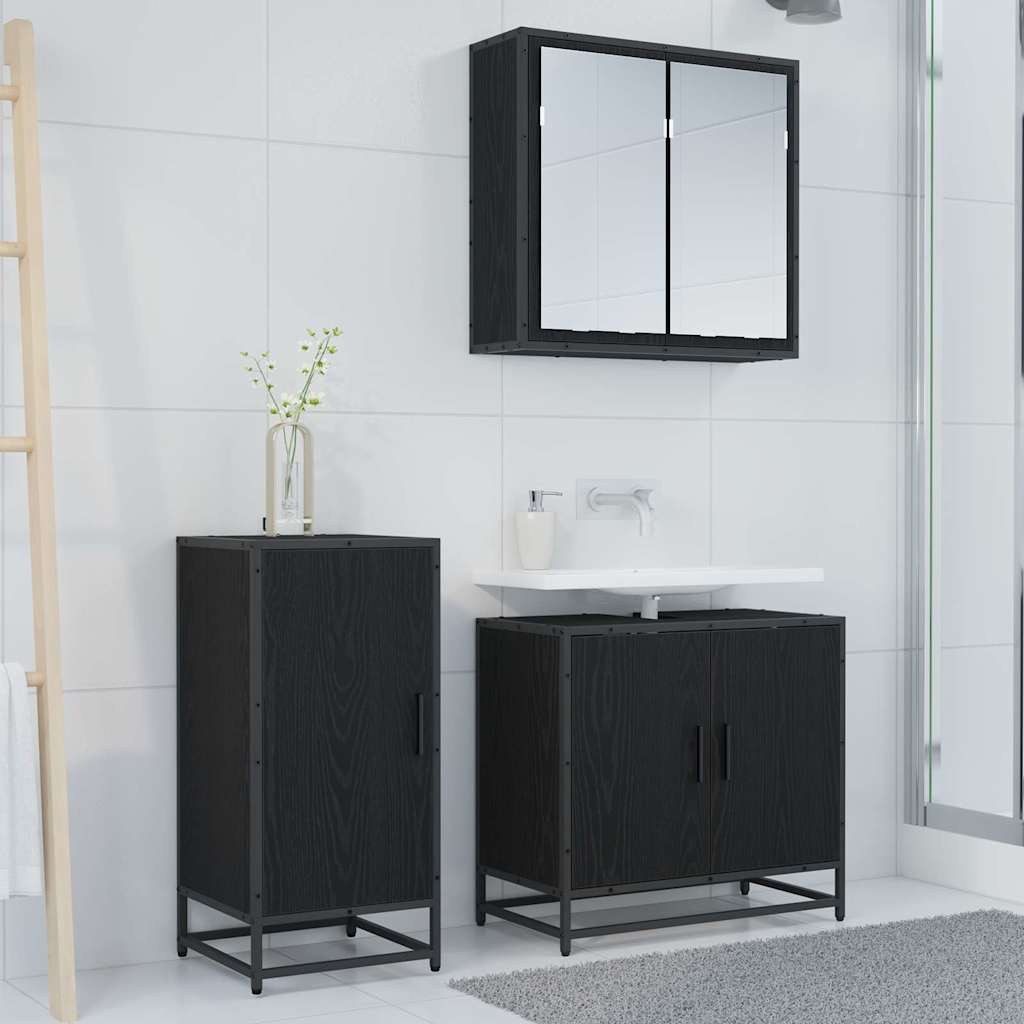 Sideboard Schwarz Eichen-Optik 35,5 x 35 x 76 cm