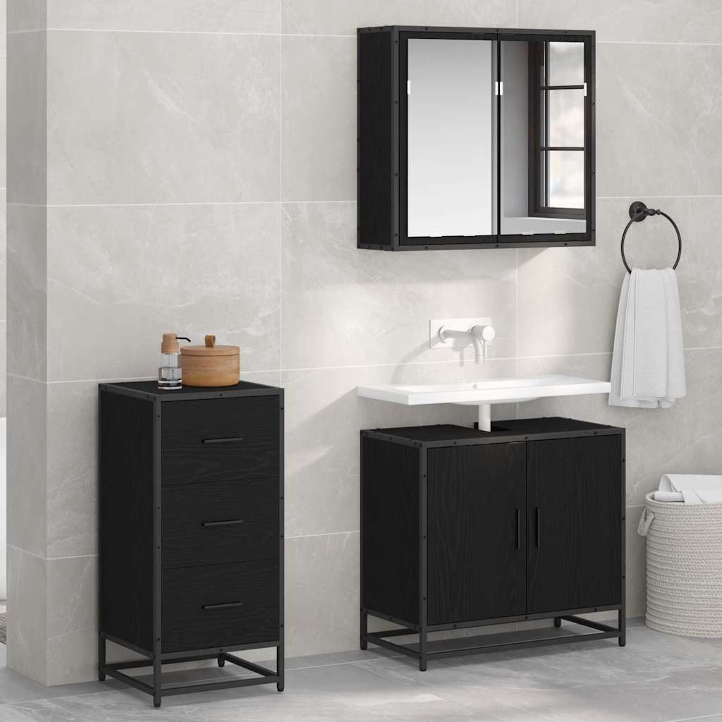 Sideboard Schwarz Eichen-Optik 35,5 x 35 x 76 cm