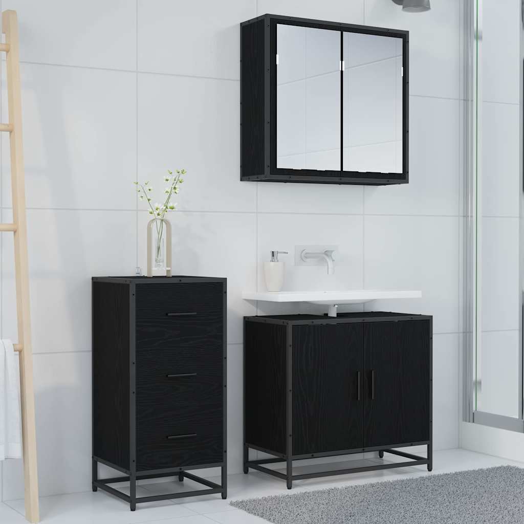 Sideboard Schwarz Eichen-Optik 35,5 x 35 x 76 cm