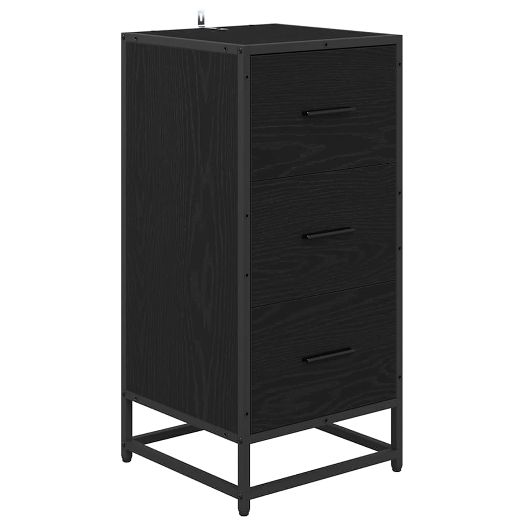 Sideboard Schwarz Eichen-Optik 35,5 x 35 x 76 cm