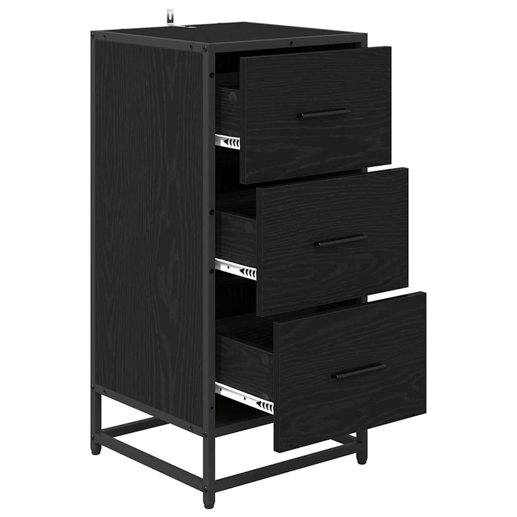 Sideboard Schwarz Eichen-Optik 35,5 x 35 x 76 cm