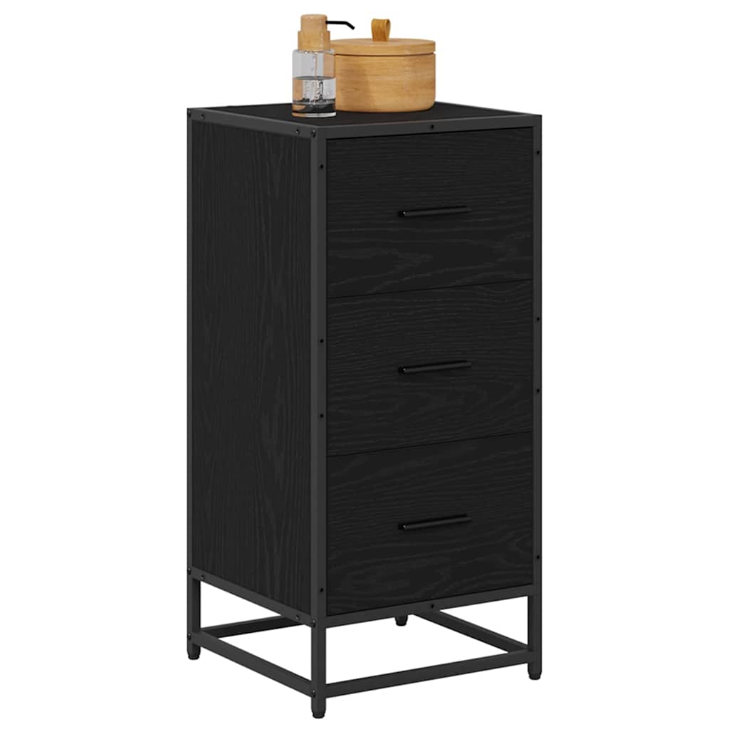 Sideboard Schwarz Eichen-Optik 35,5 x 35 x 76 cm