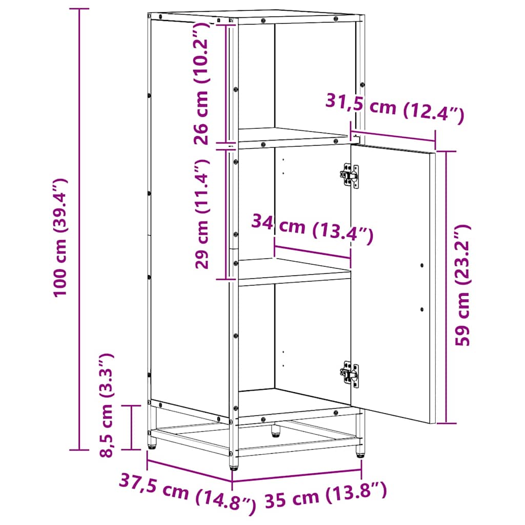 Badezimmermöbel-Set Schwarz Eichen-Optik 35 x 37,5 x 100 cm