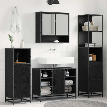 Badezimmermöbel-Set Schwarz Eichen-Optik 35 x 37,5 x 166 cm