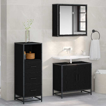 Badezimmermöbel-Set Schwarz Eichen-Optik 35 x 37,5 x 100 cm