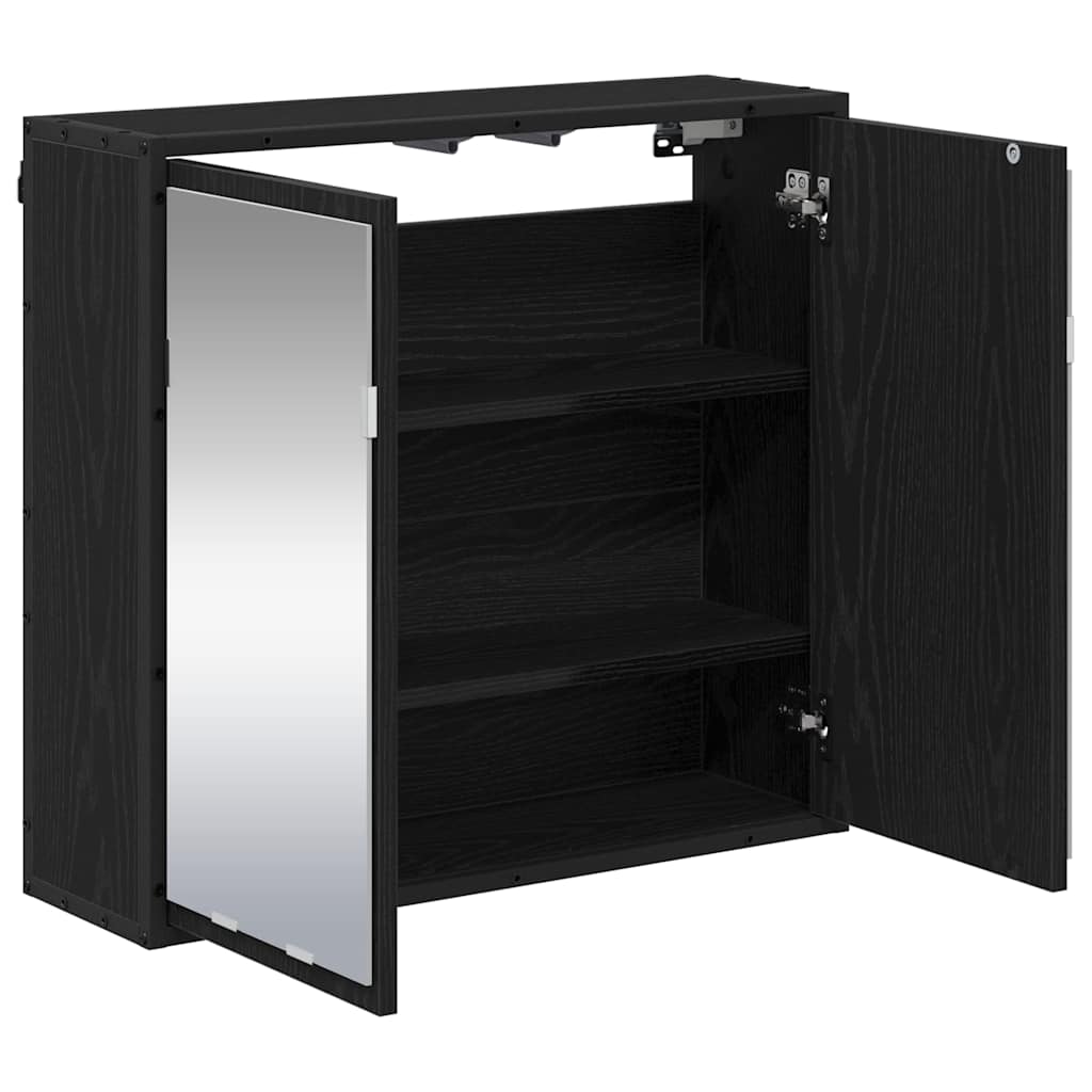 Wandregal Schwarz Eichen-Optik 65 x 20 x 60 cm