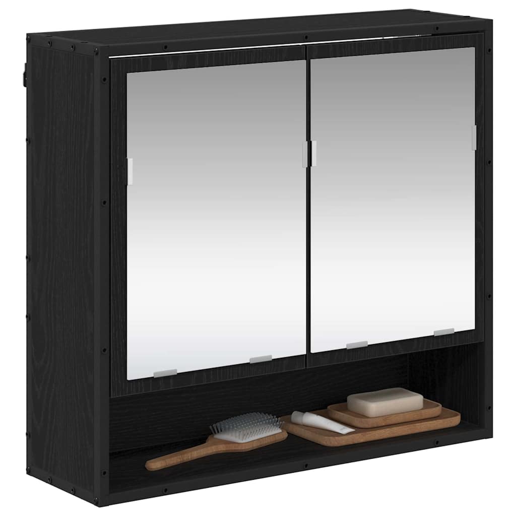 Wandregal Schwarz Eichen-Optik 65 x 20 x 60 cm