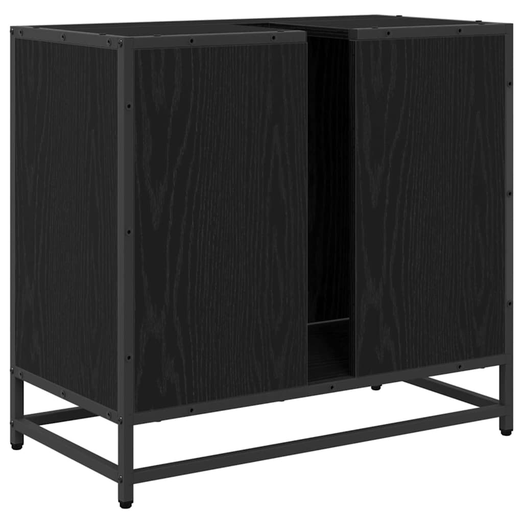 Waschbeckenschrank Schwarz Eichen-Optik 65 x 33 x 60 cm
