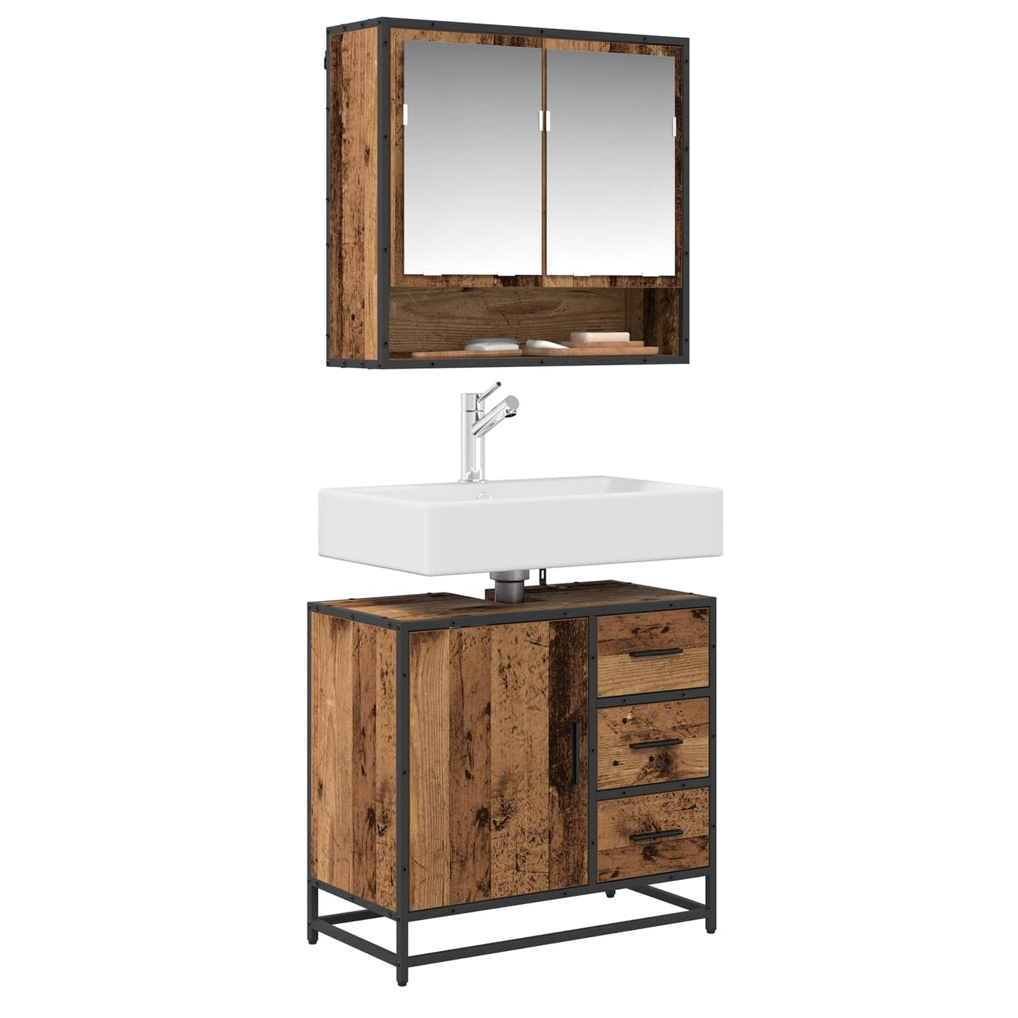 Badezimmerschrank Altholz 65 x 33 x 60 cm Holzwerkstoff