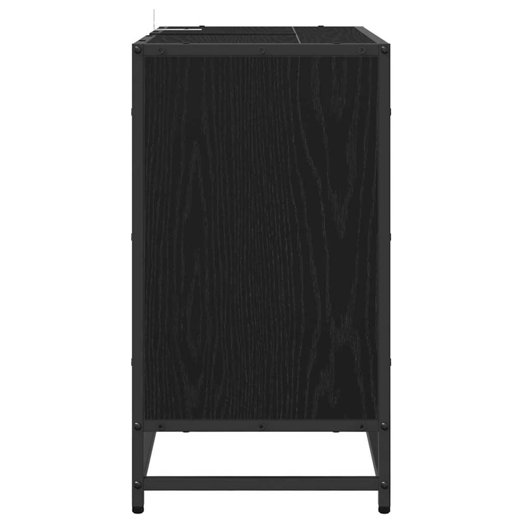 Badezimmer Waschbecken Schrank mit Regal Schwarz Eichen-Optik