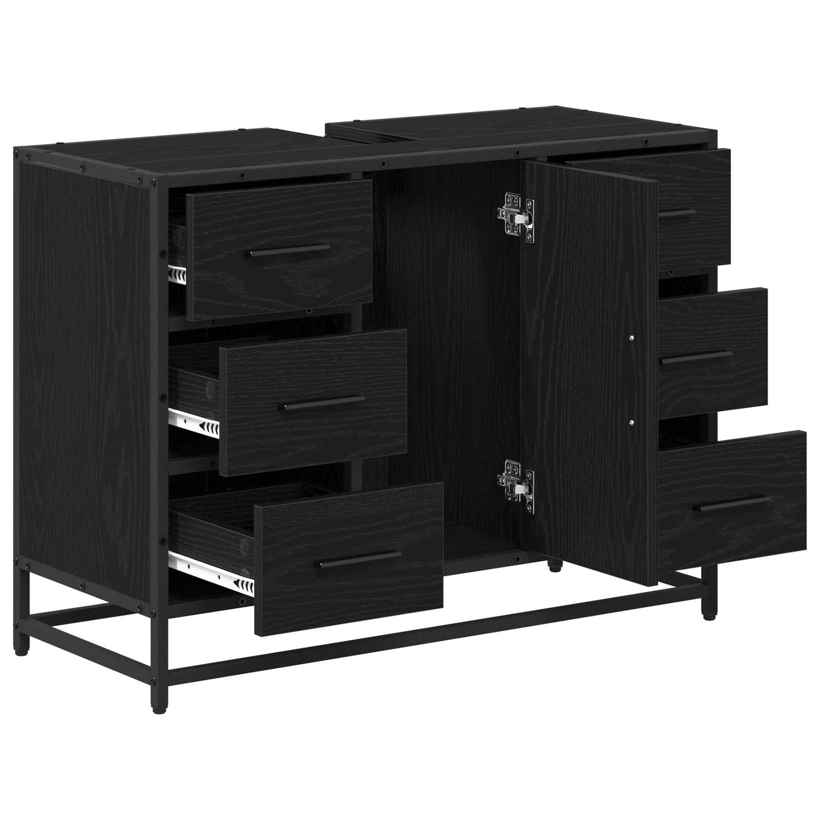 Badezimmerschrank Schwarz Eichen-Optik 80 x 33 x 60 cm