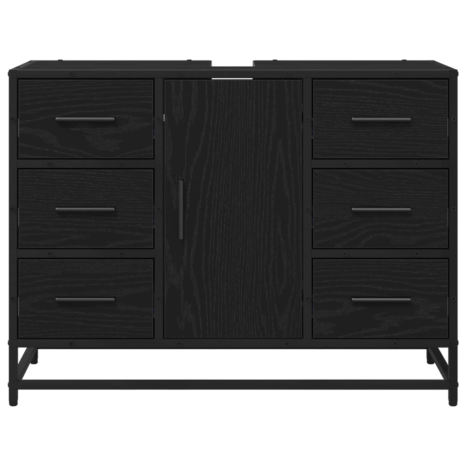 Badezimmerschrank Schwarz Eichen-Optik 80 x 33 x 60 cm