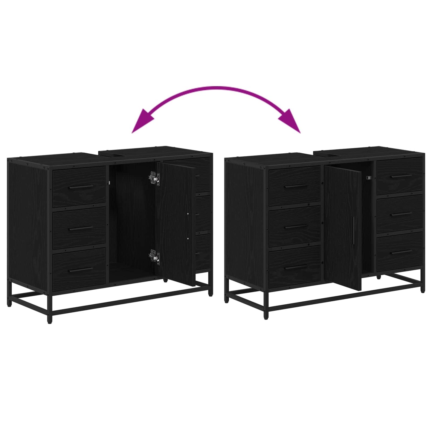 Badezimmerschrank Schwarz Eichen-Optik 80 x 33 x 60 cm