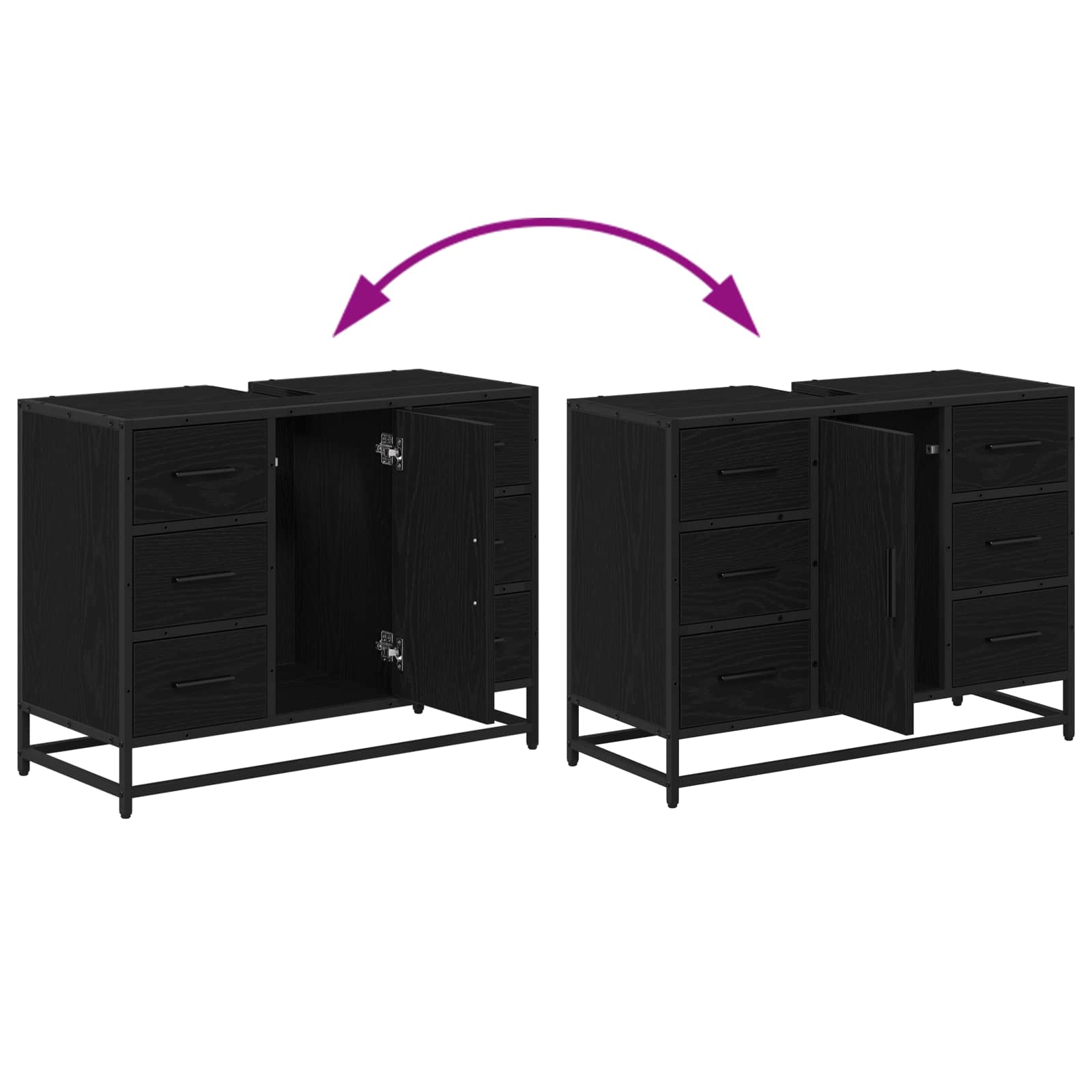 Badezimmerschrank Schwarz Eichen-Optik 80 x 33 x 60 cm