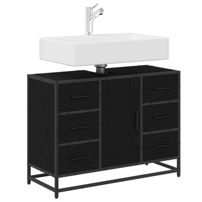 Badezimmerschrank Schwarz Eichen-Optik 80 x 33 x 60 cm