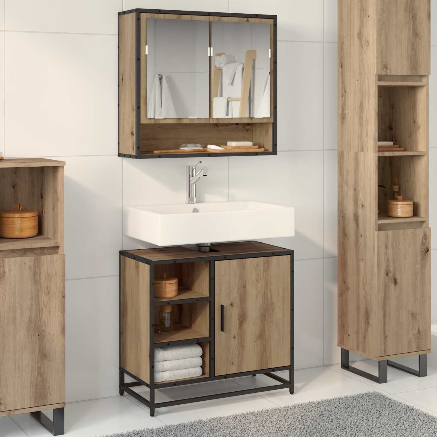 Badezimmerschrank Artisan-Eiche 65 x 33 x 60 cm Holzwerkstoff