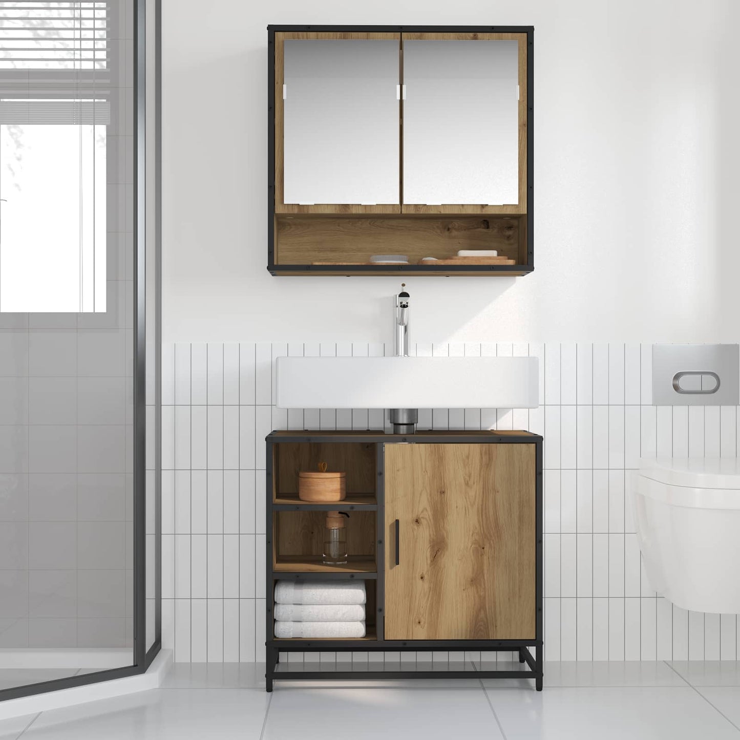Badezimmerschrank Artisan-Eiche 65 x 33 x 60 cm Holzwerkstoff