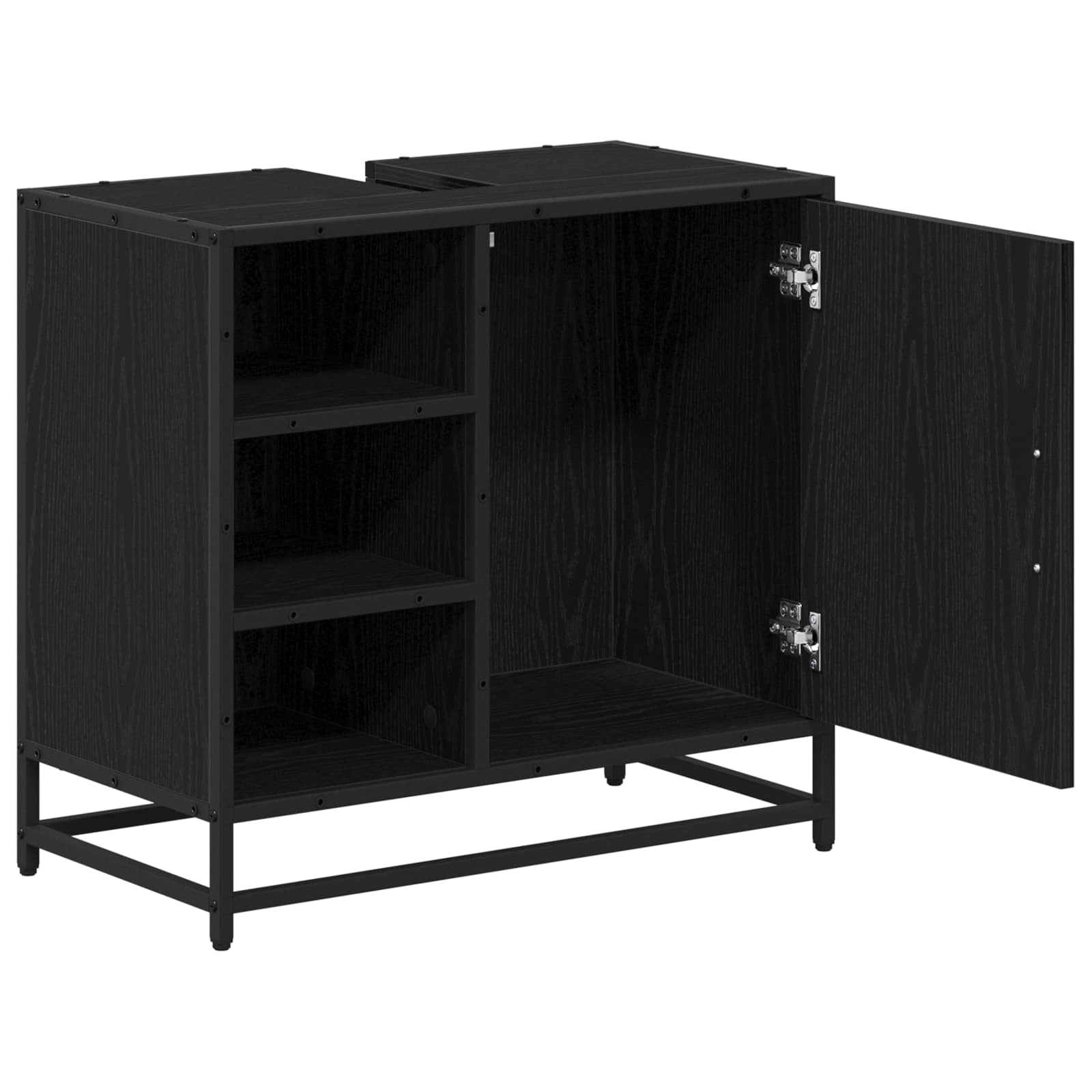 Badezimmerschrank Schwarz Eichen-Optik 65 x 33 x 60 cm