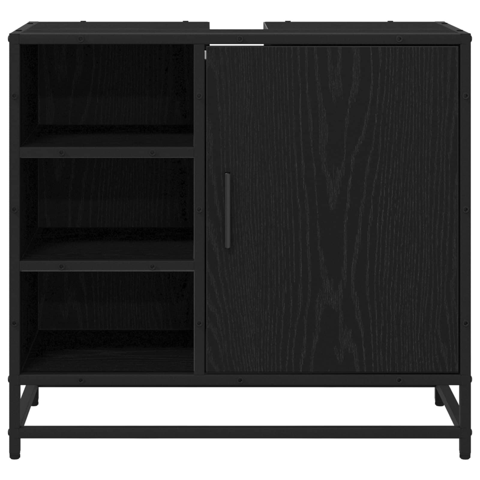 Badezimmerschrank Schwarz Eichen-Optik 65 x 33 x 60 cm