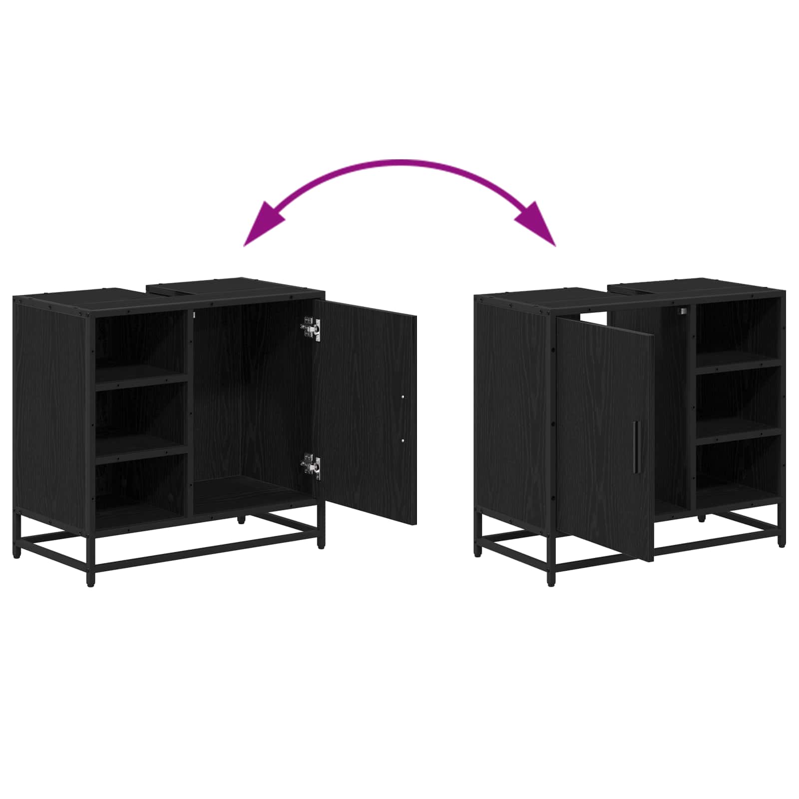 Badezimmerschrank Schwarz Eichen-Optik 65 x 33 x 60 cm