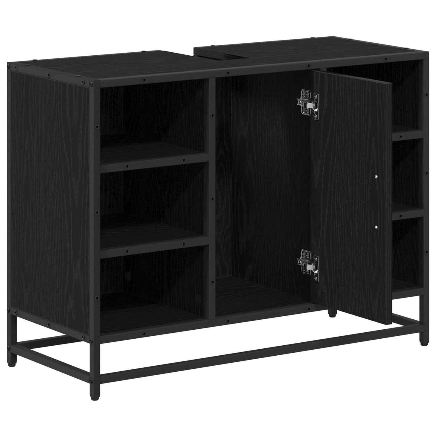 Badezimmerschrank Schwarz Eichen-Optik 80 x 33 x 60 cm