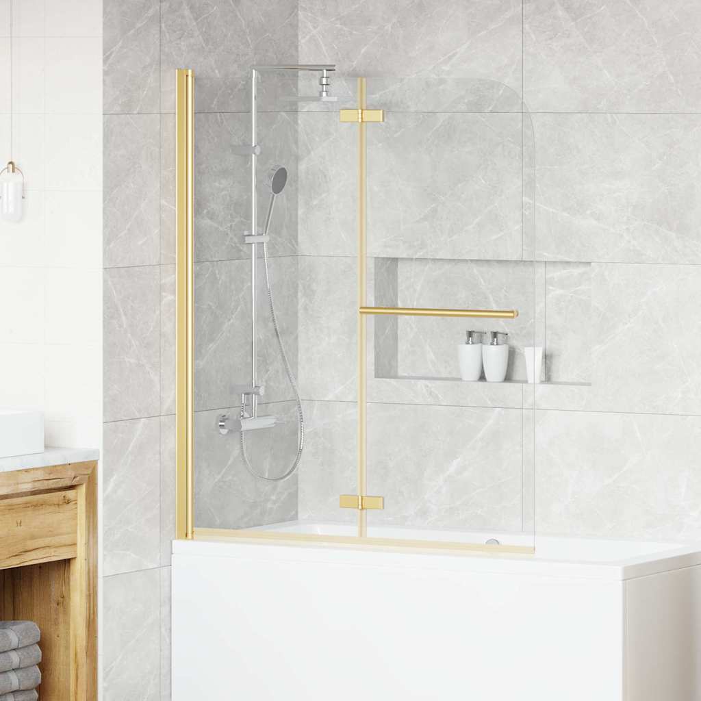 Duschabtrennung Transparent und Gold 120 x 140 cm