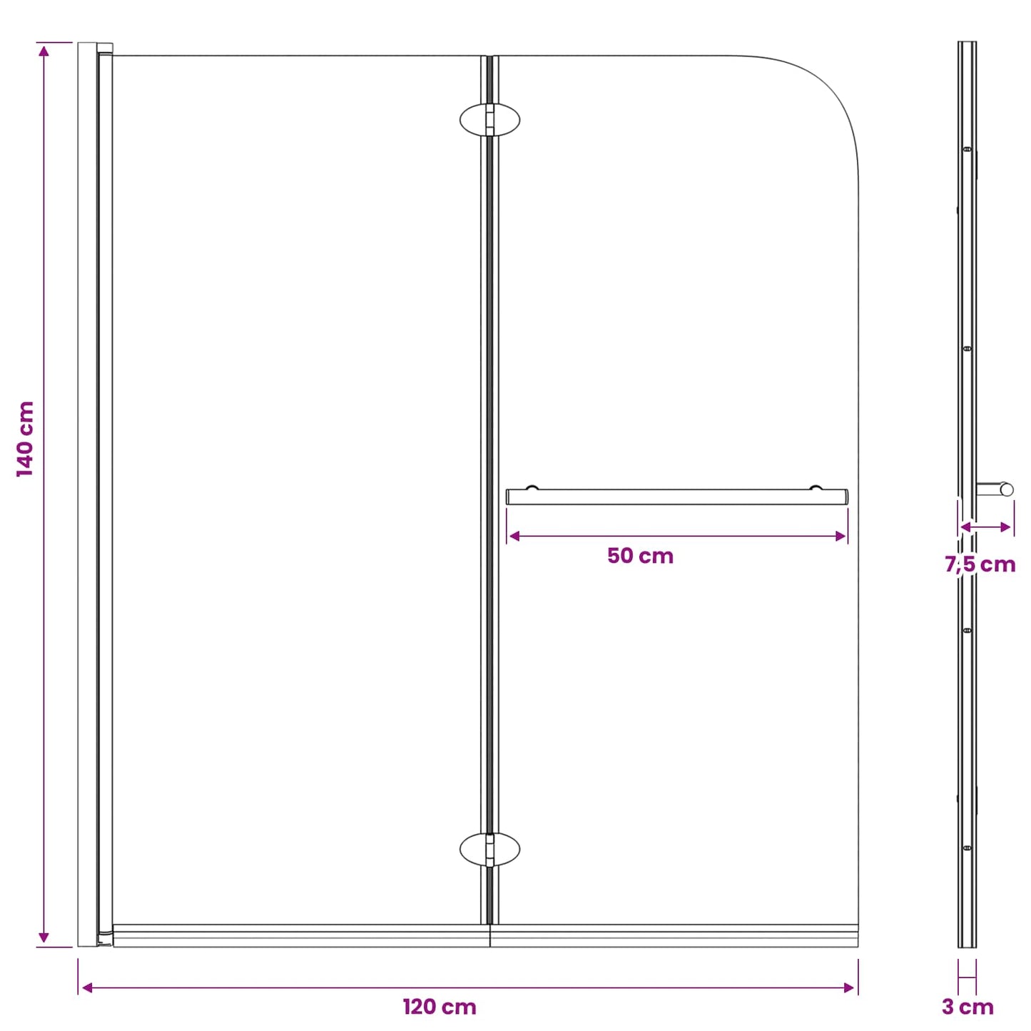 Duschabtrennung Dunkel transparent 95 x 140 cm