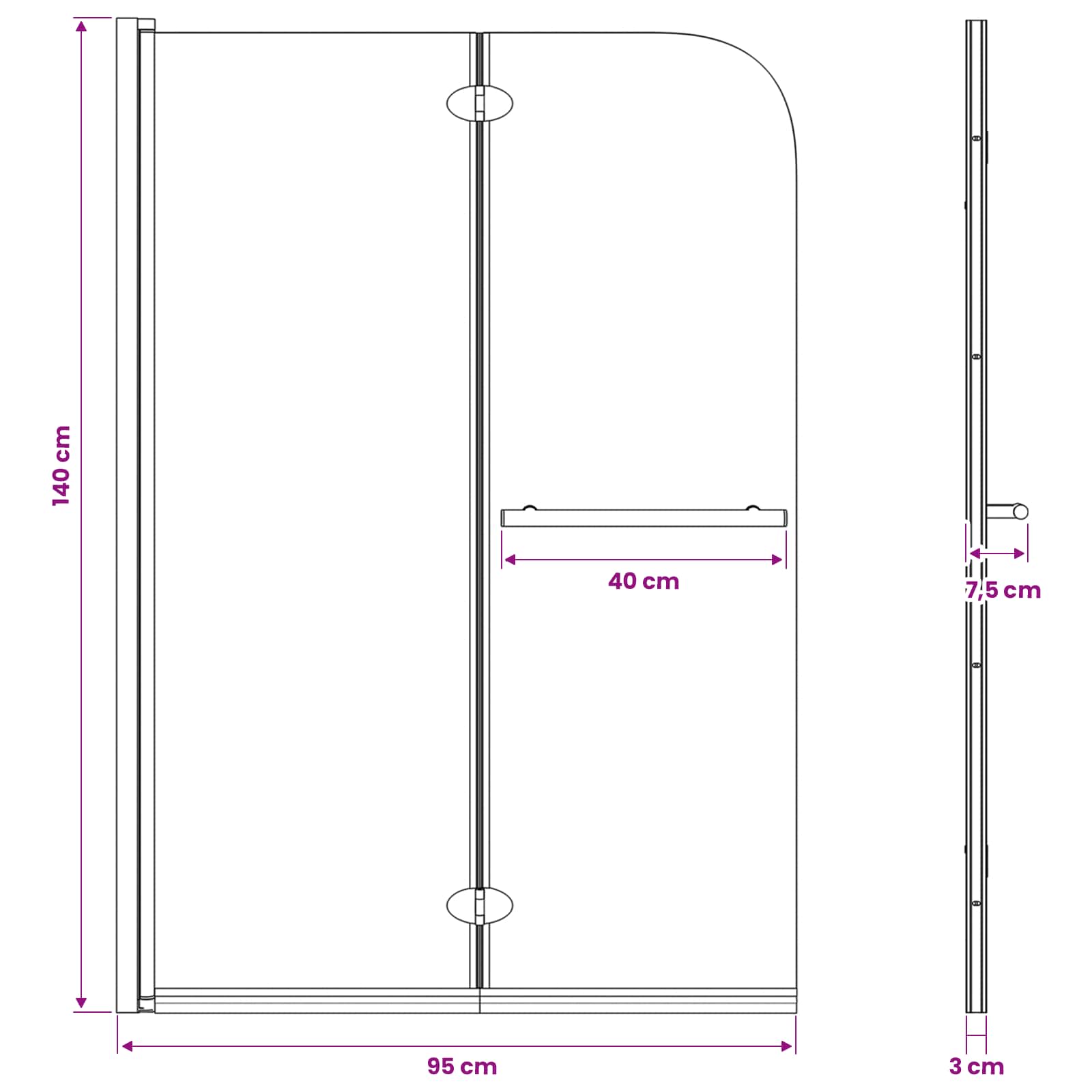 Duschabtrennung Dunkel transparent 120 x 140 cm
