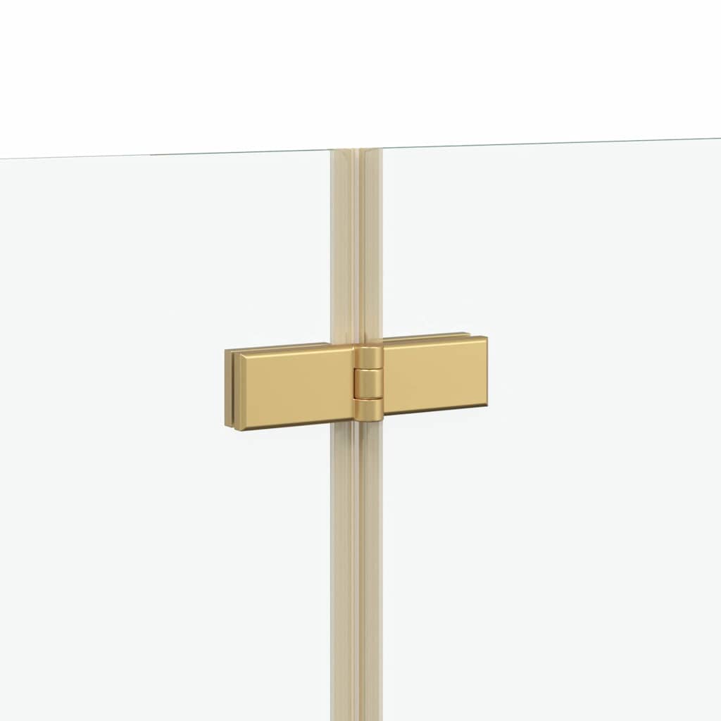 Faltbare Duschkabine Gold 130 x 138 cm ESG-Glas und Aluminium