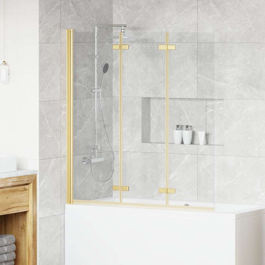 Faltbare Duschkabine Gold 130 x 138 cm ESG-Glas und Aluminium