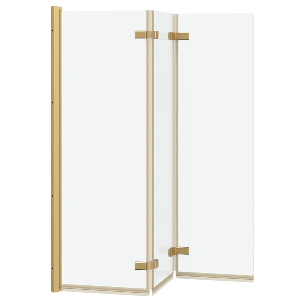 Faltbare Duschkabine Gold 130 x 138 cm ESG-Glas und Aluminium