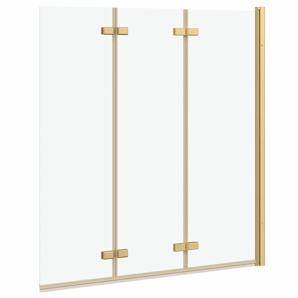 Faltbare Duschkabine Gold 130 x 138 cm ESG-Glas und Aluminium
