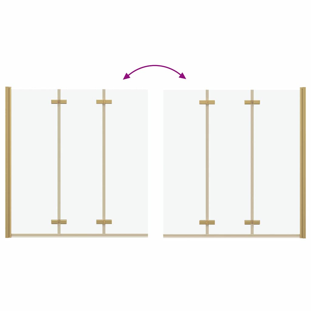 Faltbare Duschkabine Gold 130 x 138 cm ESG-Glas und Aluminium