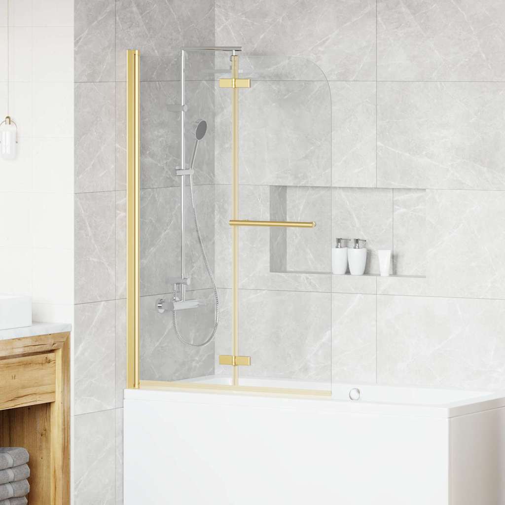 Duschabtrennung Transparent und Gold 95 x 140 cm