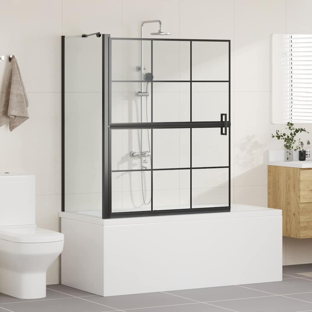Bad-Duschschirm Schwarz und Transparent 100 x 68 x 128 cm