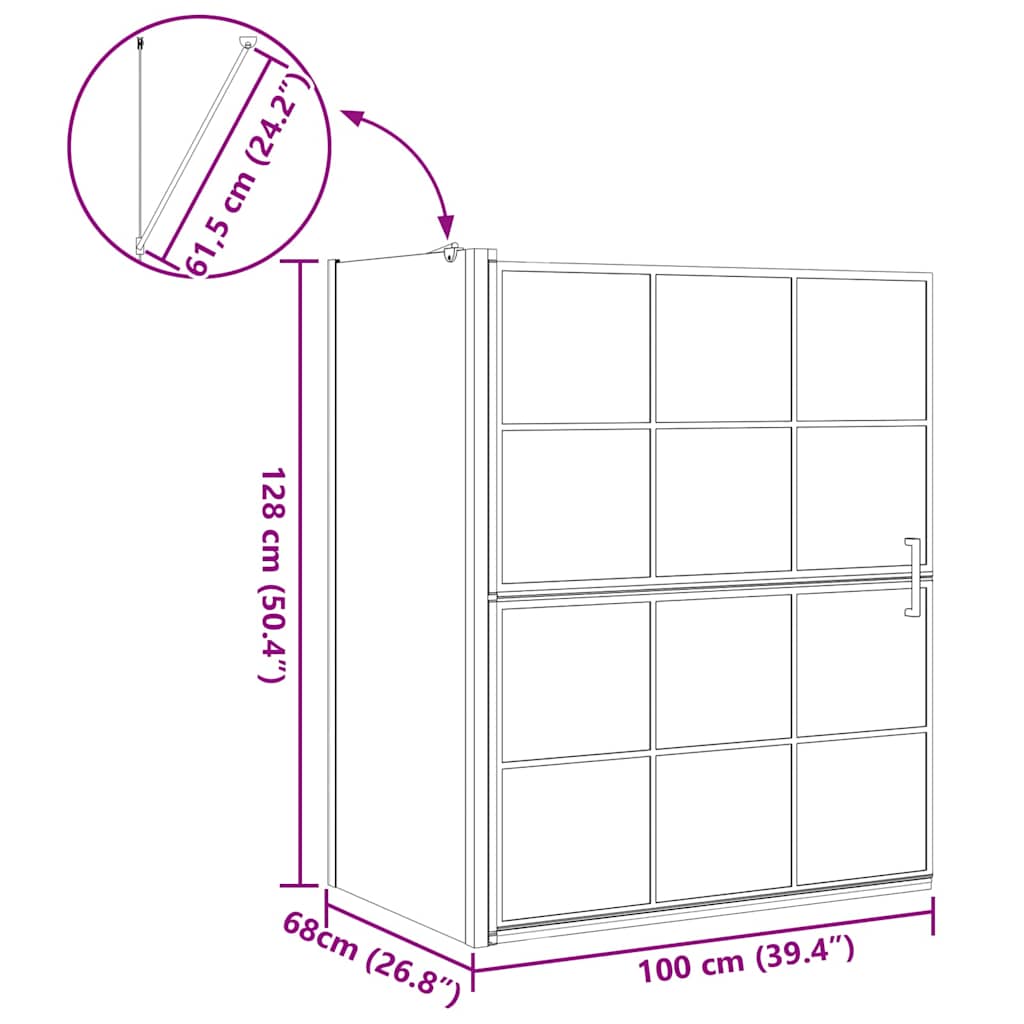 Bad-Duschschirm Schwarz und Transparent 100 x 68 x 128 cm