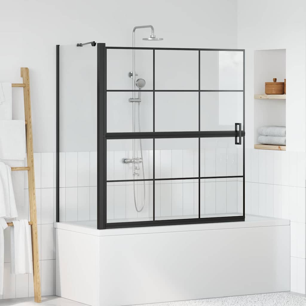 Bad-Duschschirm Schwarz und Transparent 116 x 68 x 128 cm