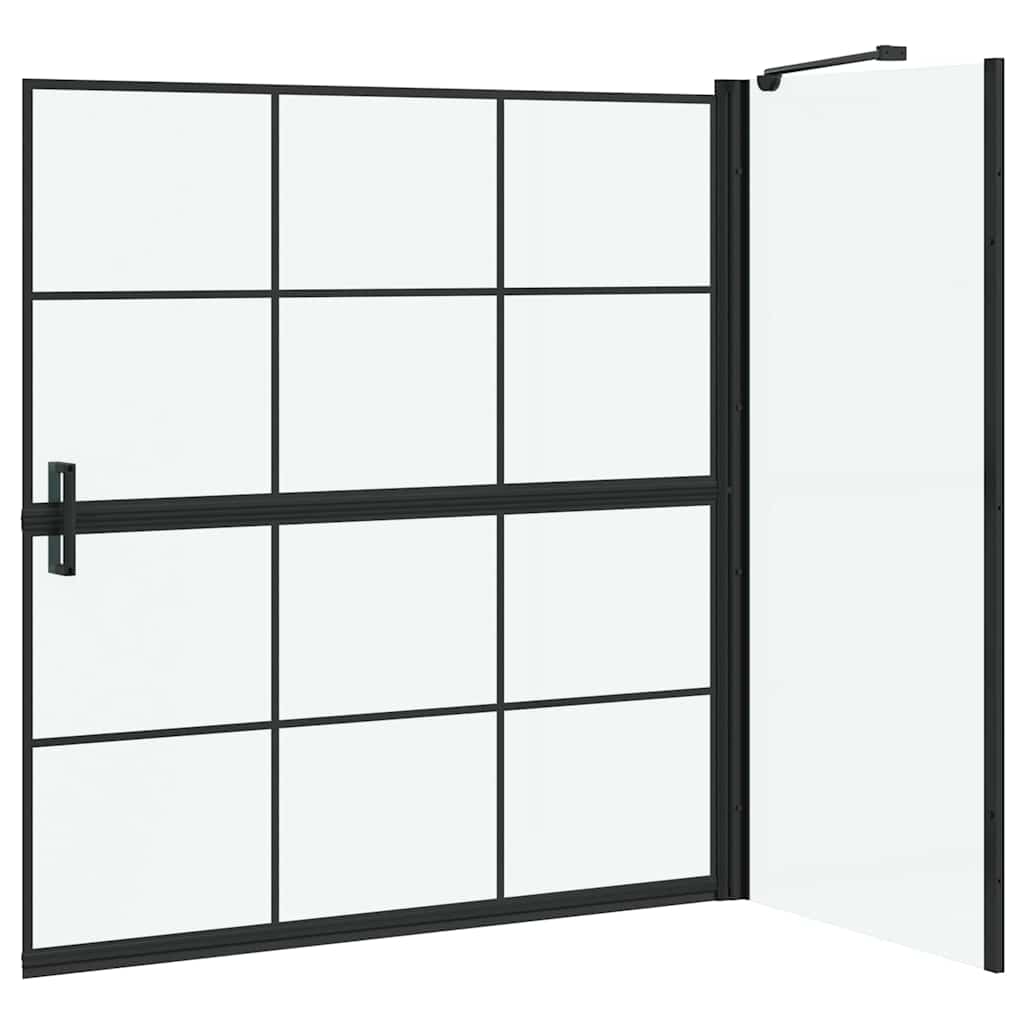Bad-Duschschirm Schwarz und Transparent 116 x 68 x 128 cm