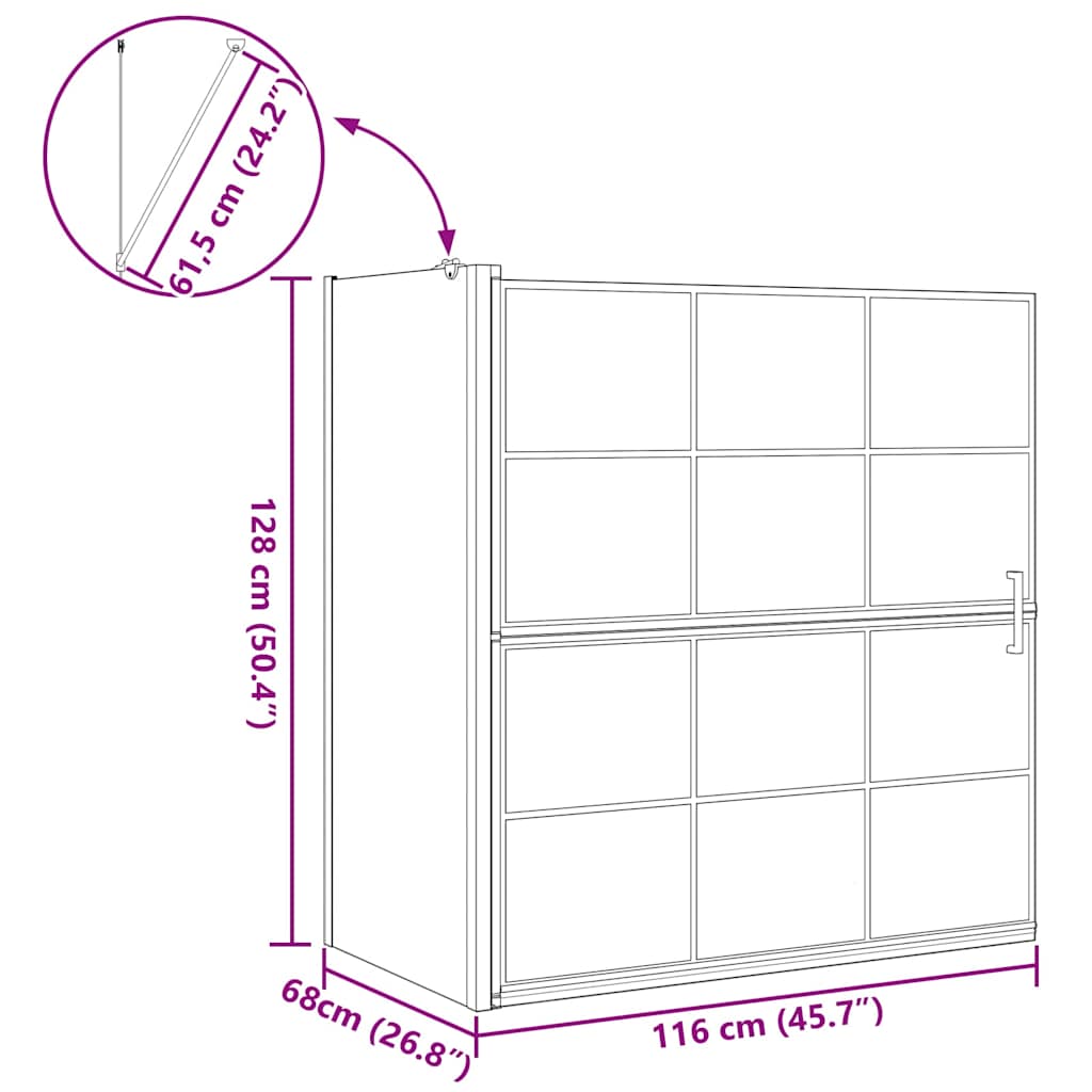 Bad-Duschschirm Schwarz und Transparent 116 x 68 x 128 cm