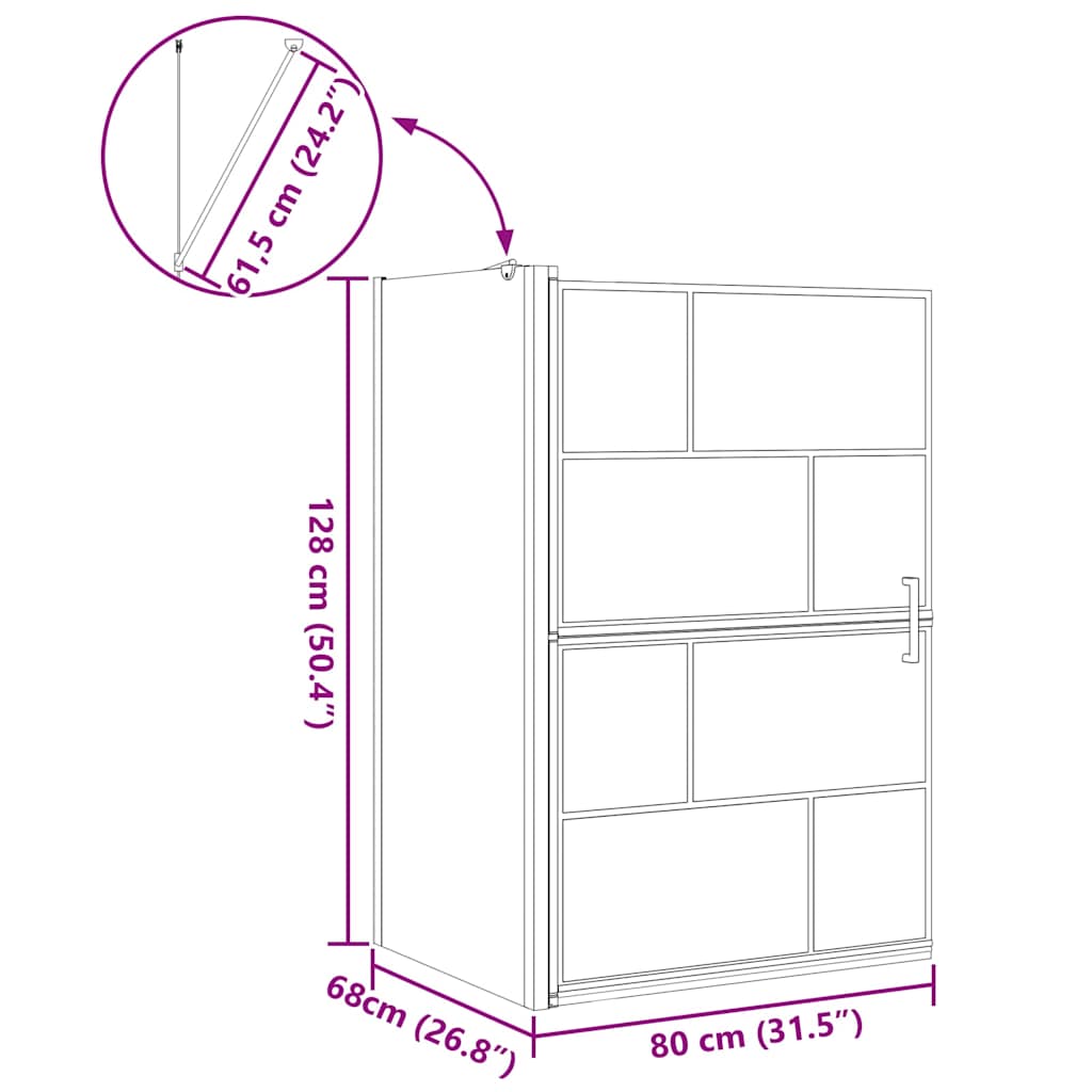 Bad-Duschschirm Schwarz und Transparent 80 x 68 x 128 cm