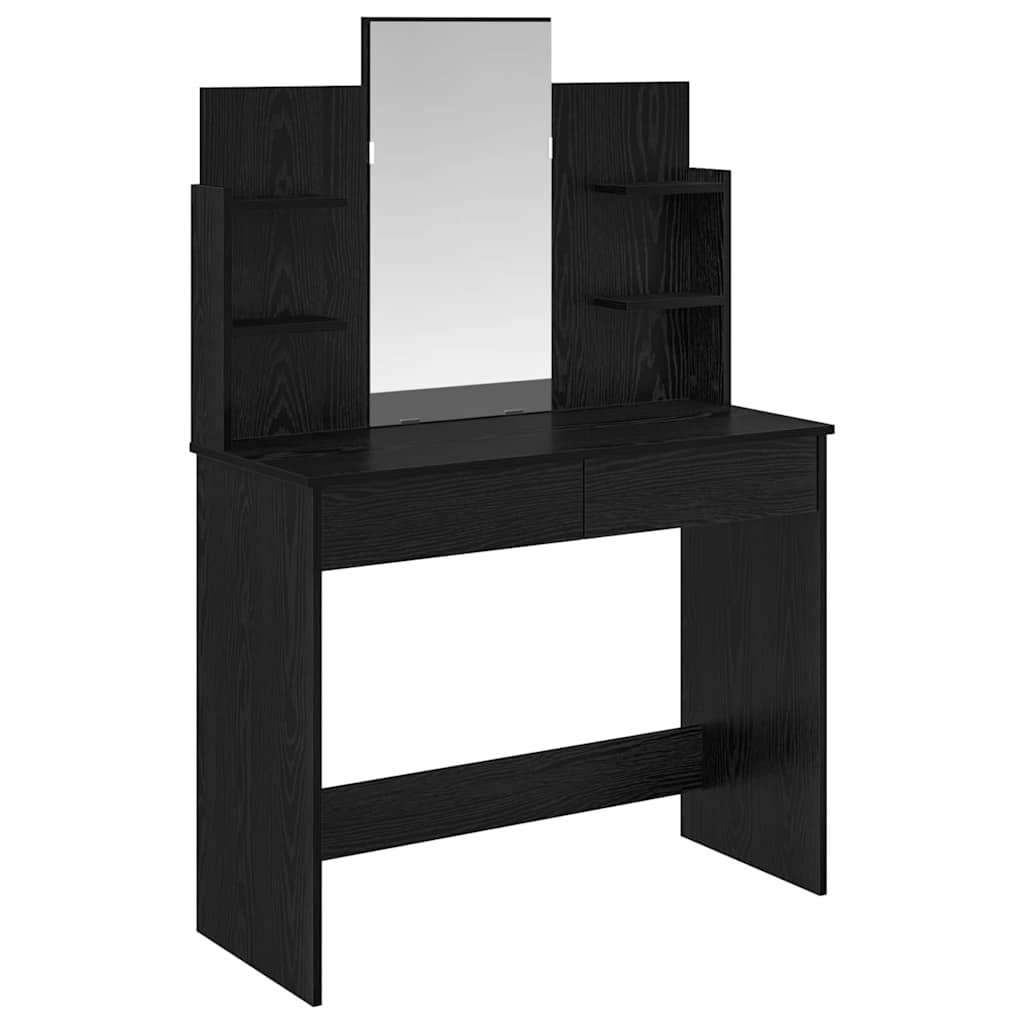 Schminktisch mit Spiegel Schwarz Eichen-Optik 96 x 39 x 142 cm