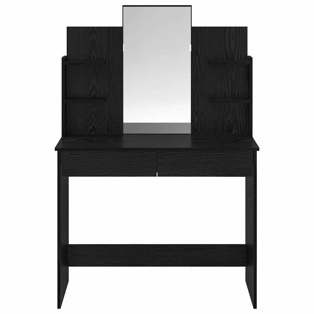 Schminktisch mit Spiegel Schwarz Eichen-Optik 96 x 39 x 142 cm