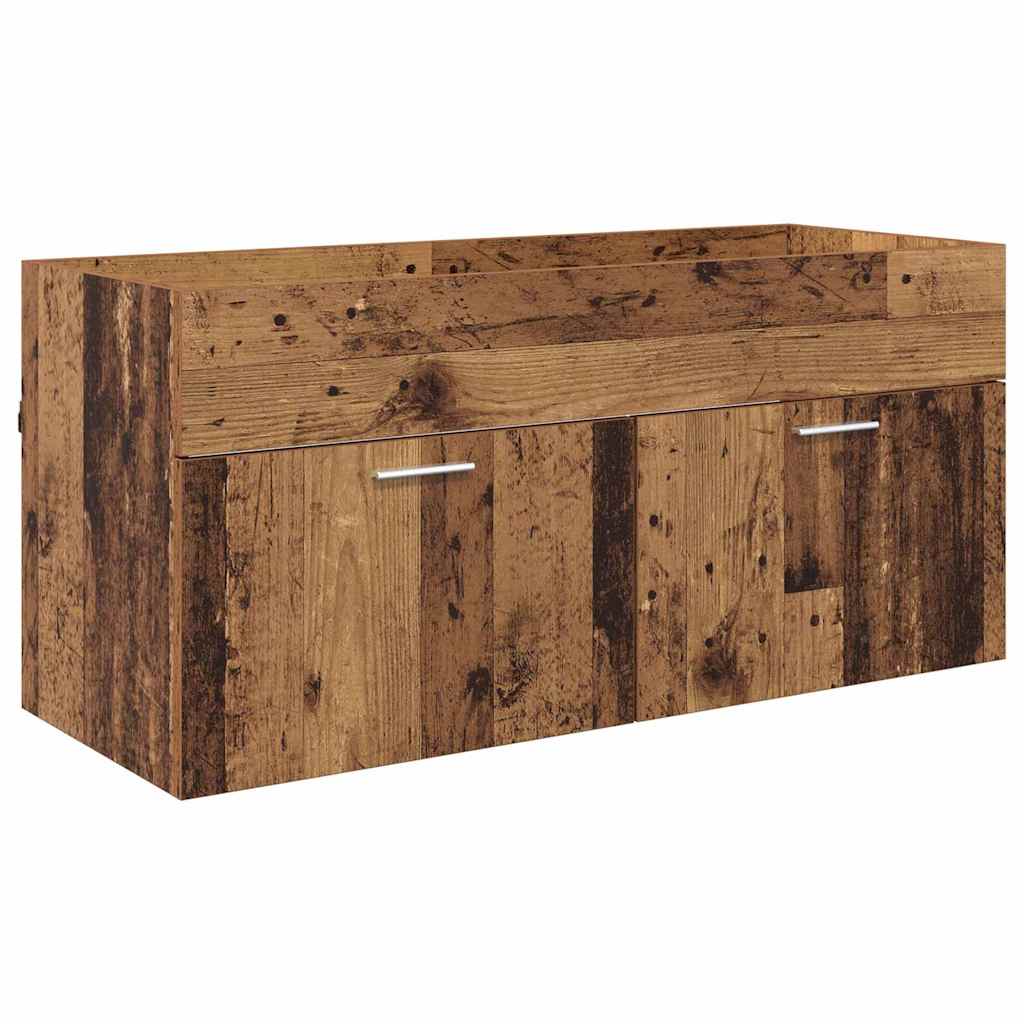 Waschbeckenunterschrank Wandmontiert Altholz 38,5 x 100 x 46 cm