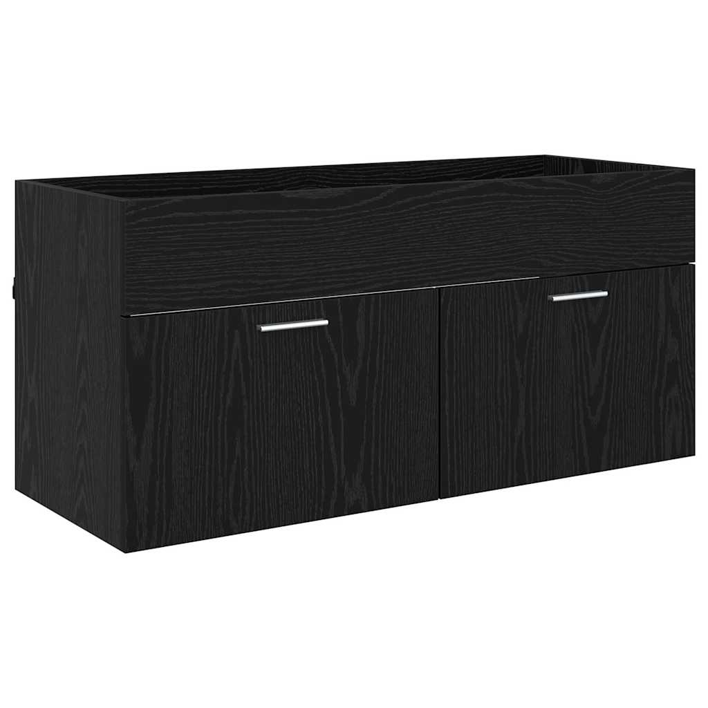 Waschbeckenunterschrank Schwarz Eichen-Optik 38,5 x 100 x 46 cm