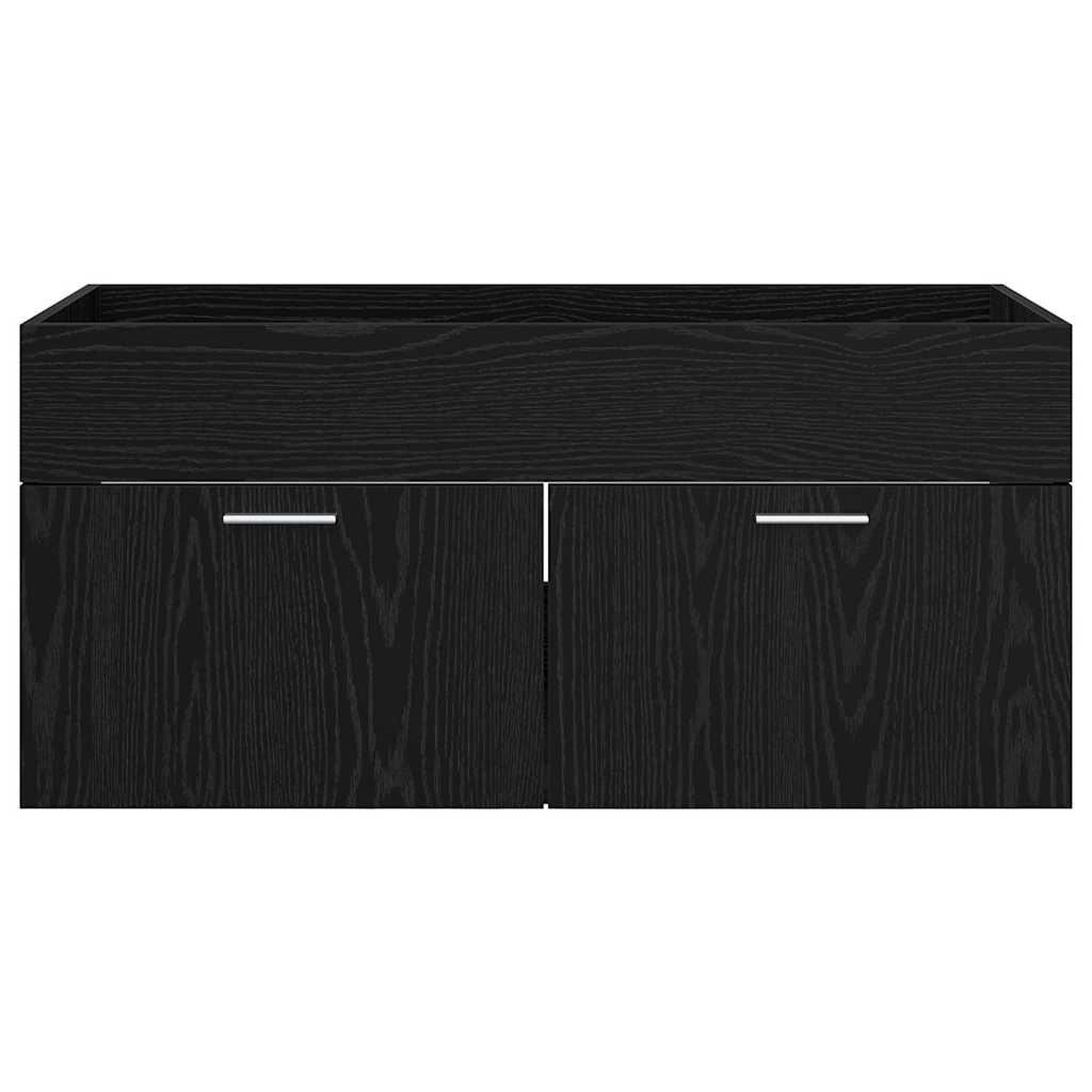 Waschbeckenunterschrank Schwarz Eichen-Optik 38,5 x 100 x 46 cm