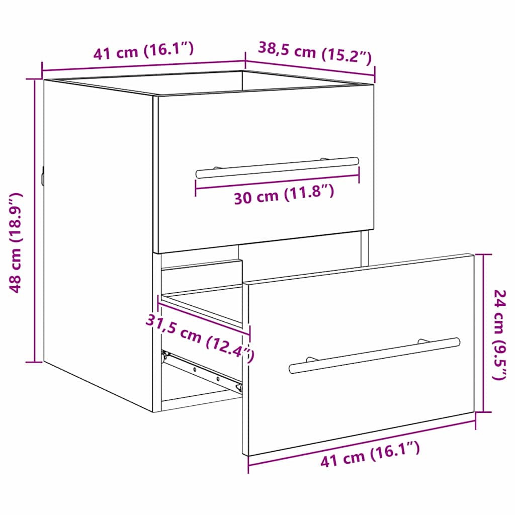 Waschbeckenunterschrank Sonoma-Eiche 38,5 x 41 x 48 cm