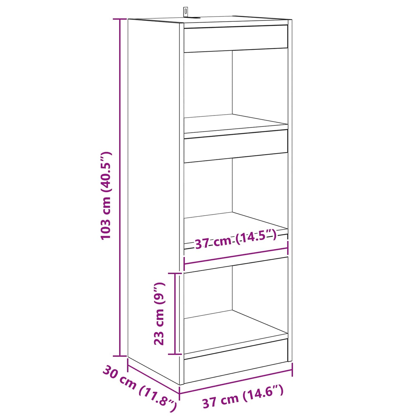Bücherregal 3 Ebenen 37 x 30 x 103 cm Holzwerkstoff Braun