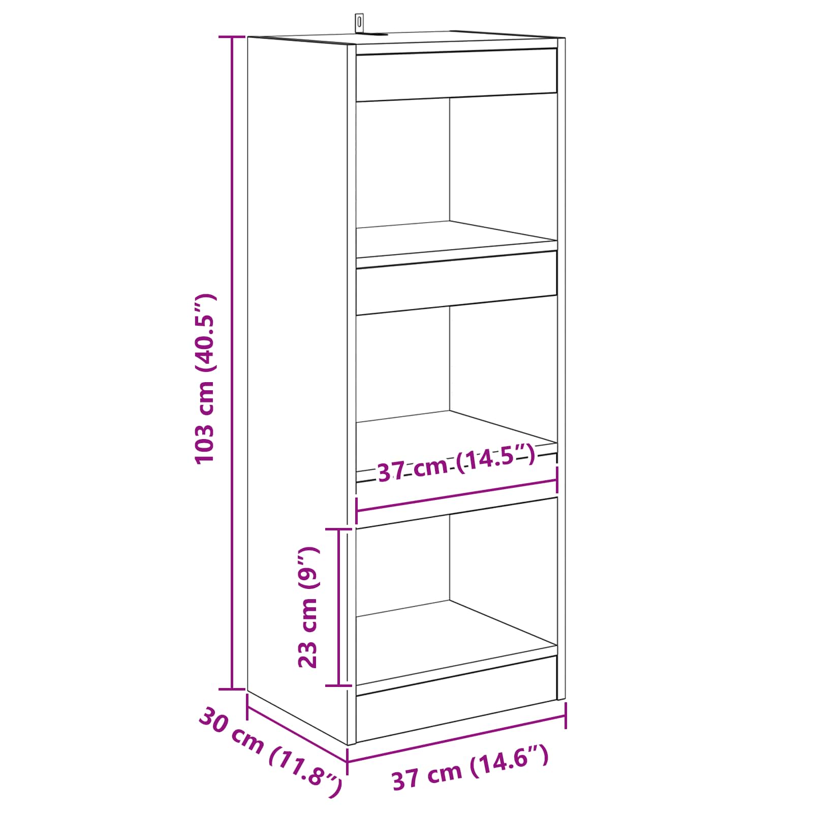 Bücherregal 3 Ebenen 37 x 30 x 103 cm Holzwerkstoff Braun